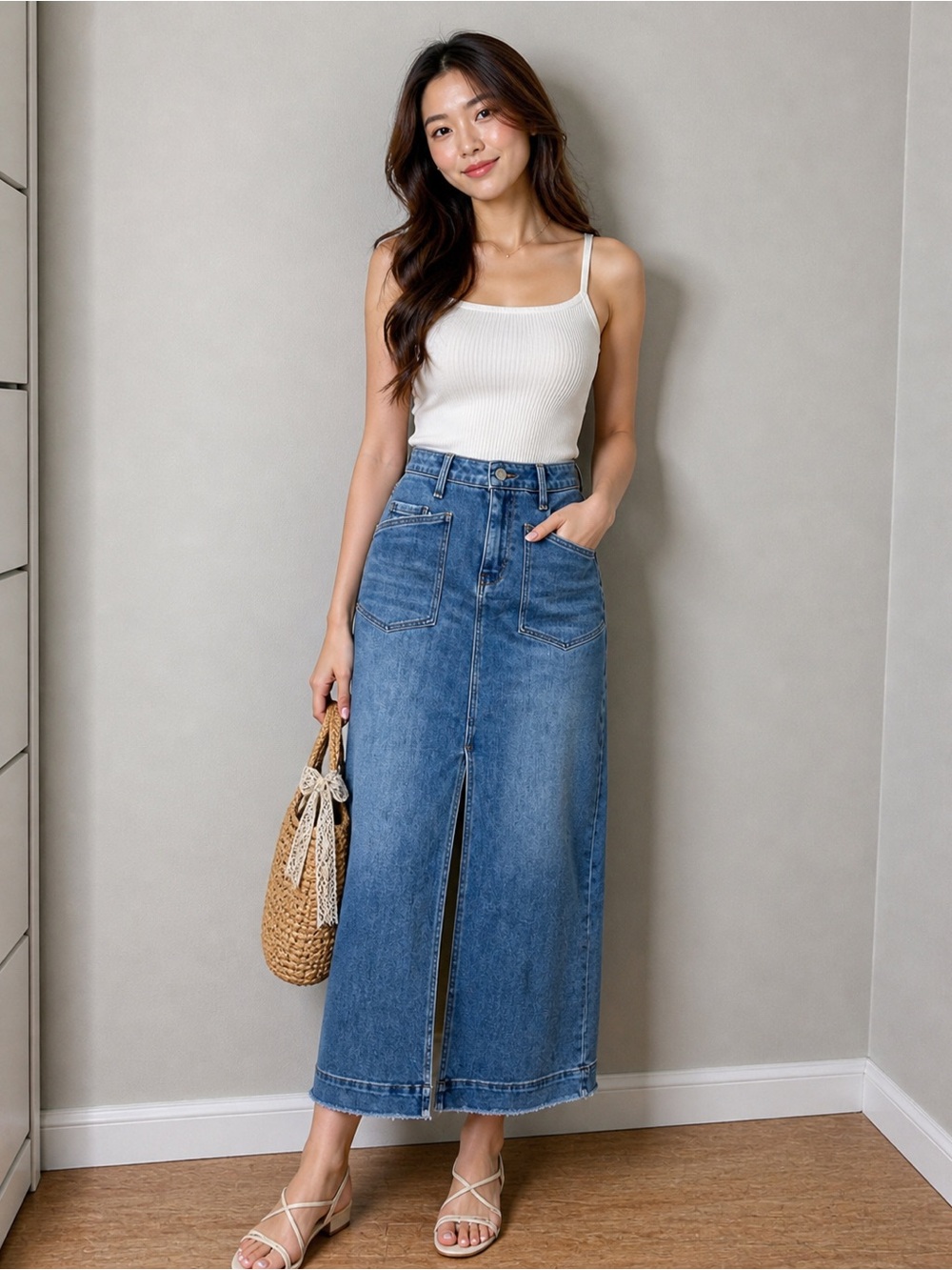 Vervet Claudia Light Blue Denim Skirt NWT S
